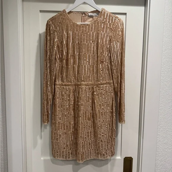 Mac Duggal Metallic Minidress Nude Size 10 Cocktail Collection EUC - Picture 2 of 10